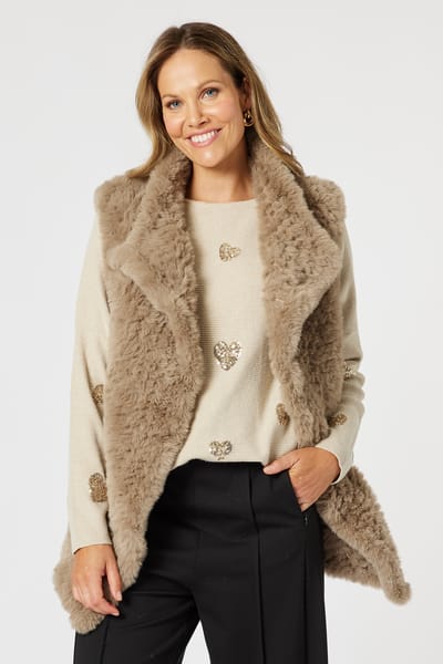 Minx Faux Fur Vest Latte Hammock & Vine
