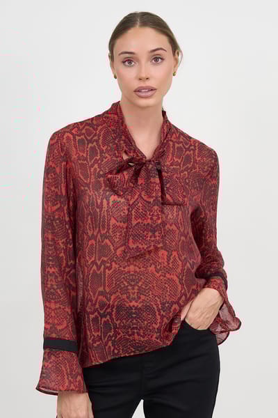 Tie Neck Blouse Red Liberty Rose