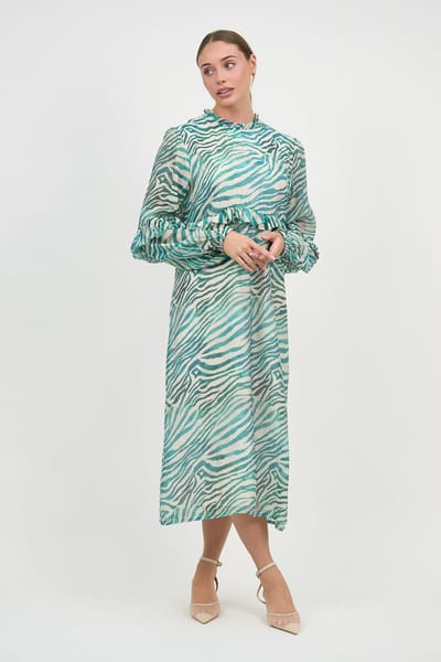 Frill Detailed Dress Teal Liberty Rose