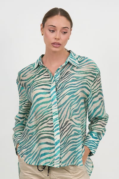 Relaxed Long Sleeve Shirt Teal Liberty Rose
