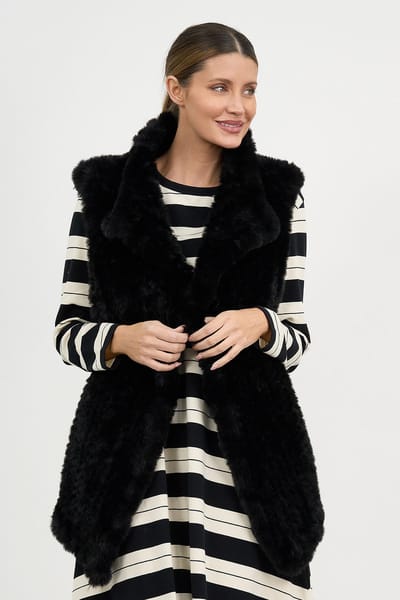 Minx Faux Fur Vest Black Hammock & Vine