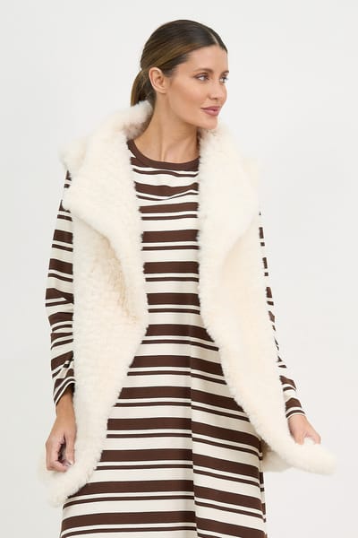 Minx Faux Fur Vest Ivory Hammock & Vine