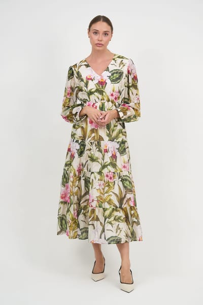 Waist Detail Dress Khaki Liberty Rose