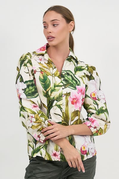 Relaxed Long Sleeve Shirt Khaki Liberty Rose