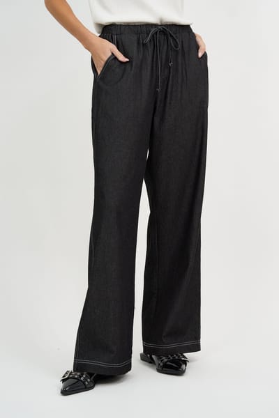 Light Weight Drawstring Denim Black Liberty Rose
