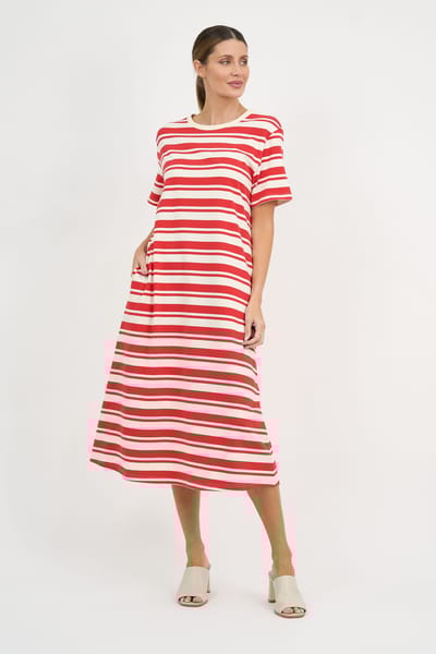 Straight Cotton Jersey Dress Red Liberty Rose