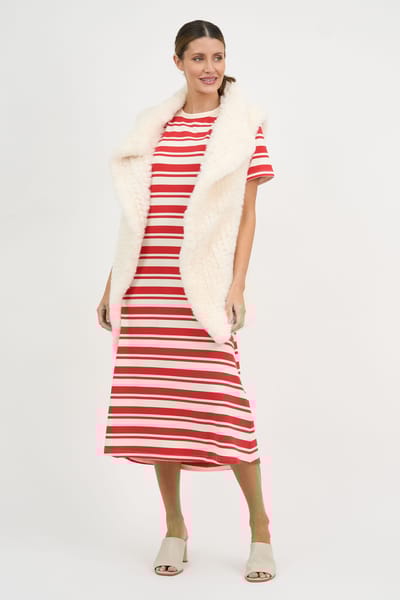 Straight Cotton Jersey Dress Red Liberty Rose
