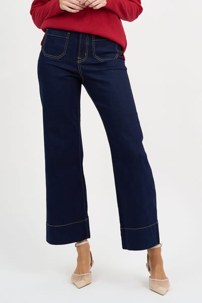 Pocket Front Wide Leg Jean Dark Denim Leoni