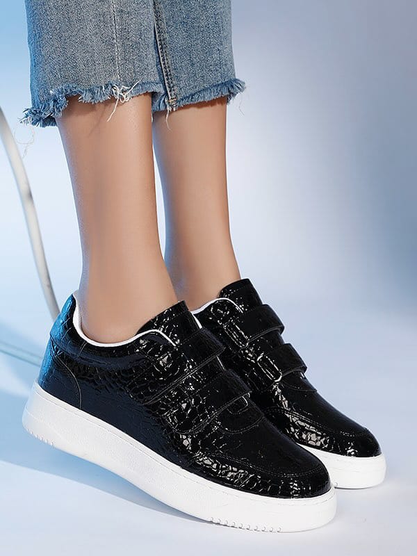 Velcro Crocodile Sneaker Black Lavish Footwear