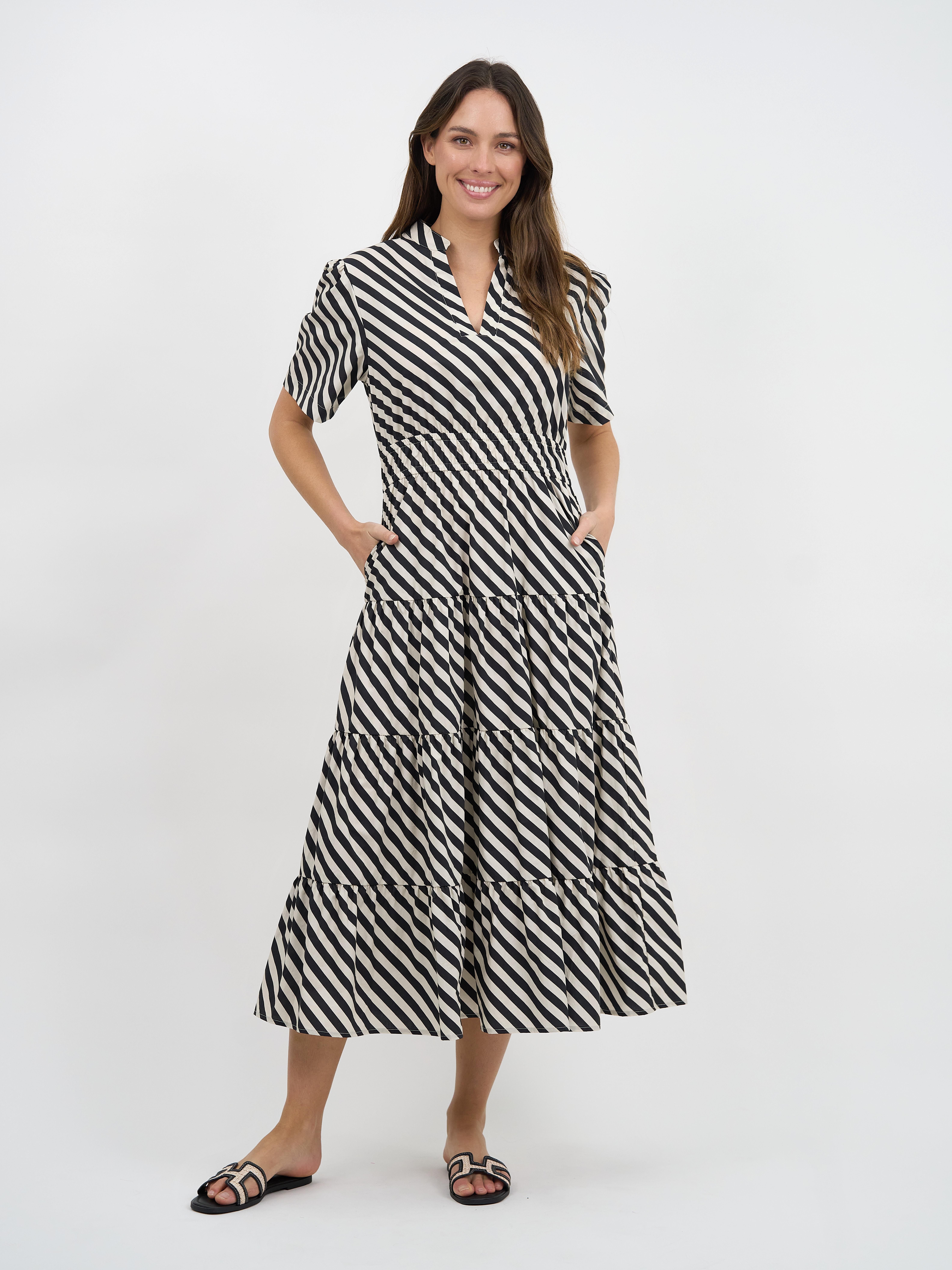 Tier Detail Dress Stripe Liberty Rose