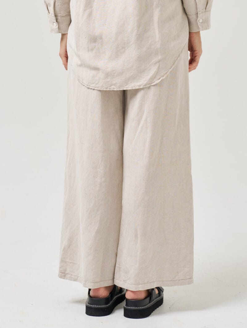 Stitch Front Linen Pant Natural Worthier
