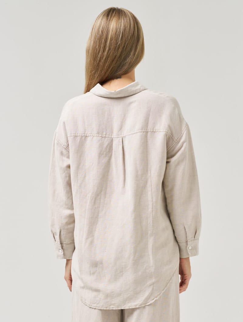 Stitch Detail Relaxed Shirt Natural Worthier