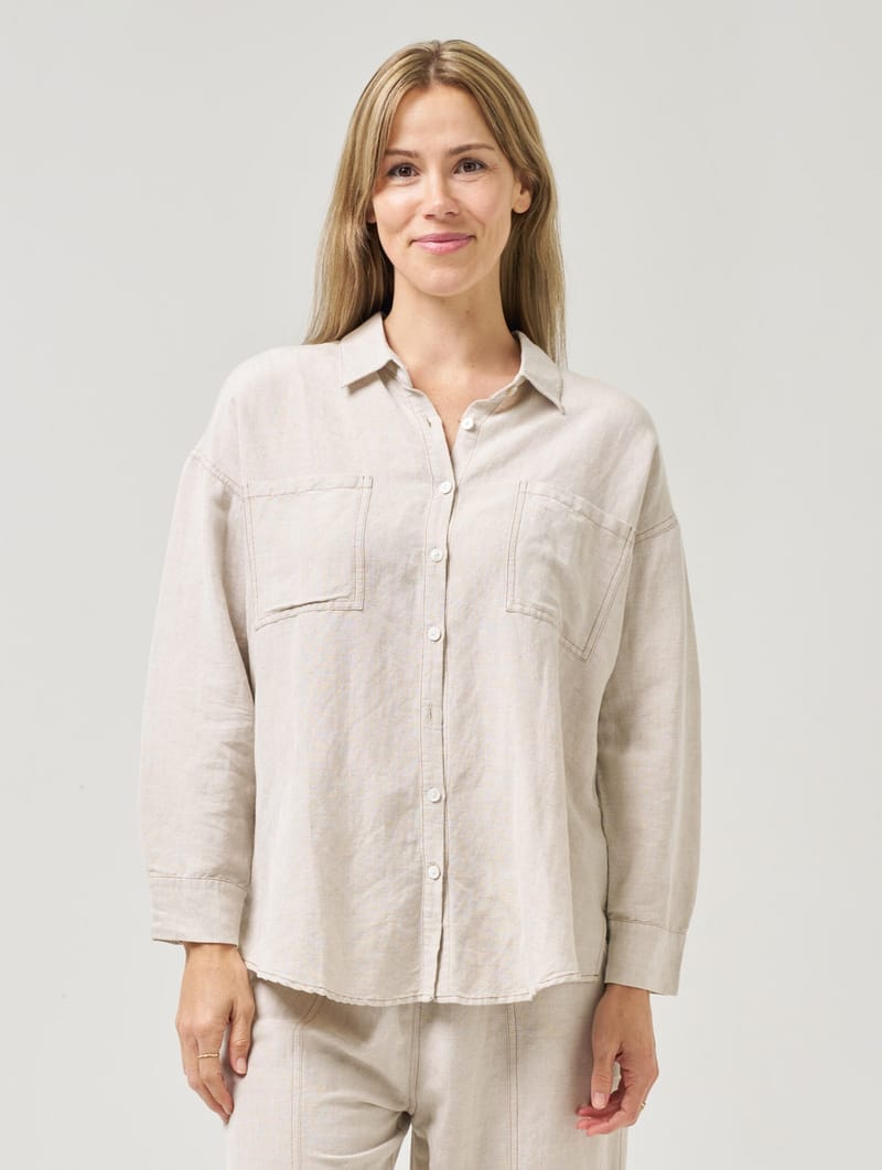 Stitch Detail Relaxed Shirt Natural Worthier