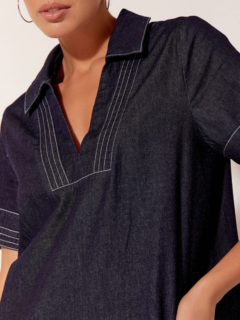 Stitch Detail Maxi Dress Denim adorne