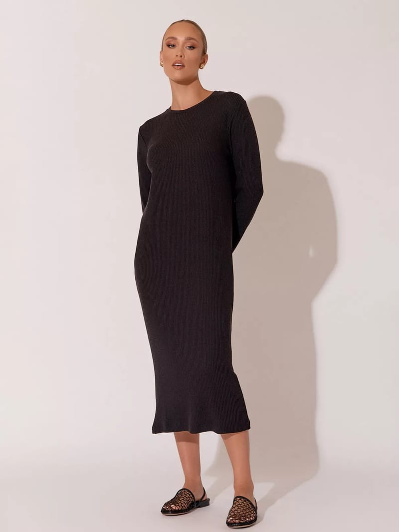 Ribbed Knit Dress Black adorne