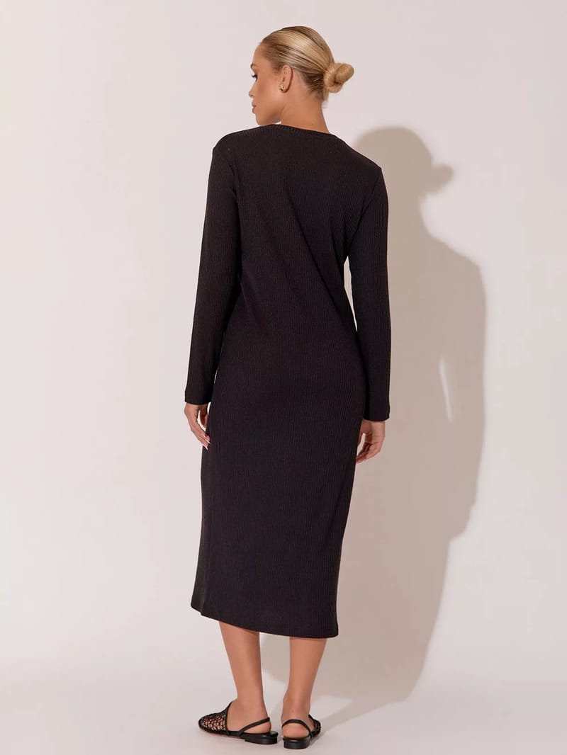 Ribbed Knit Dress Black adorne