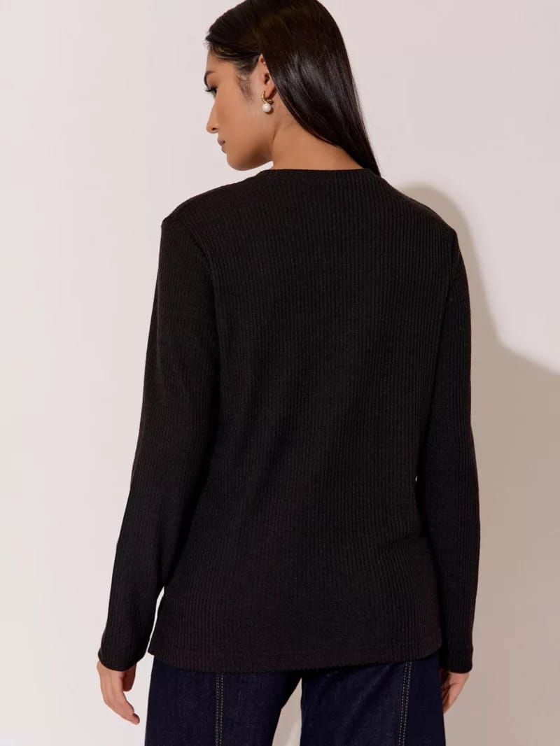 Ribbed Knit Top Black adorne