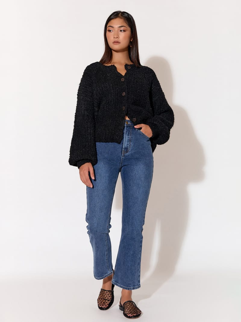 Kick Flare Crop Jean Mid Denim adorne
