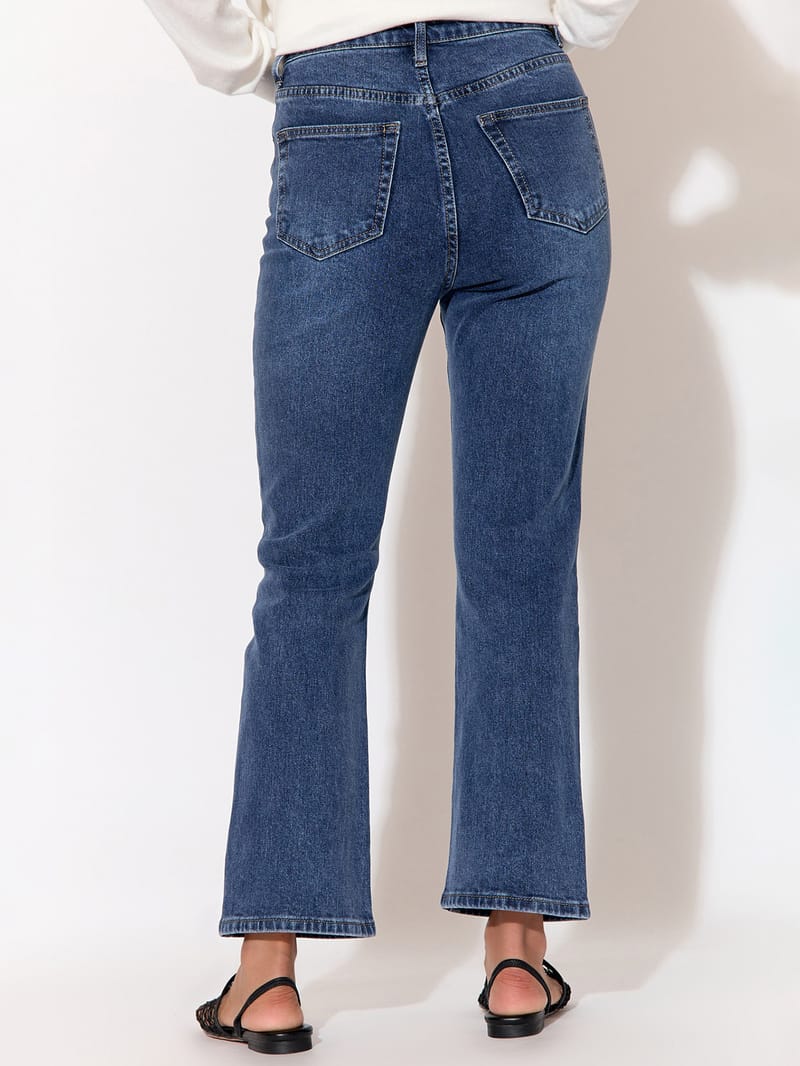 Kick Flare Crop Jean Mid Denim adorne