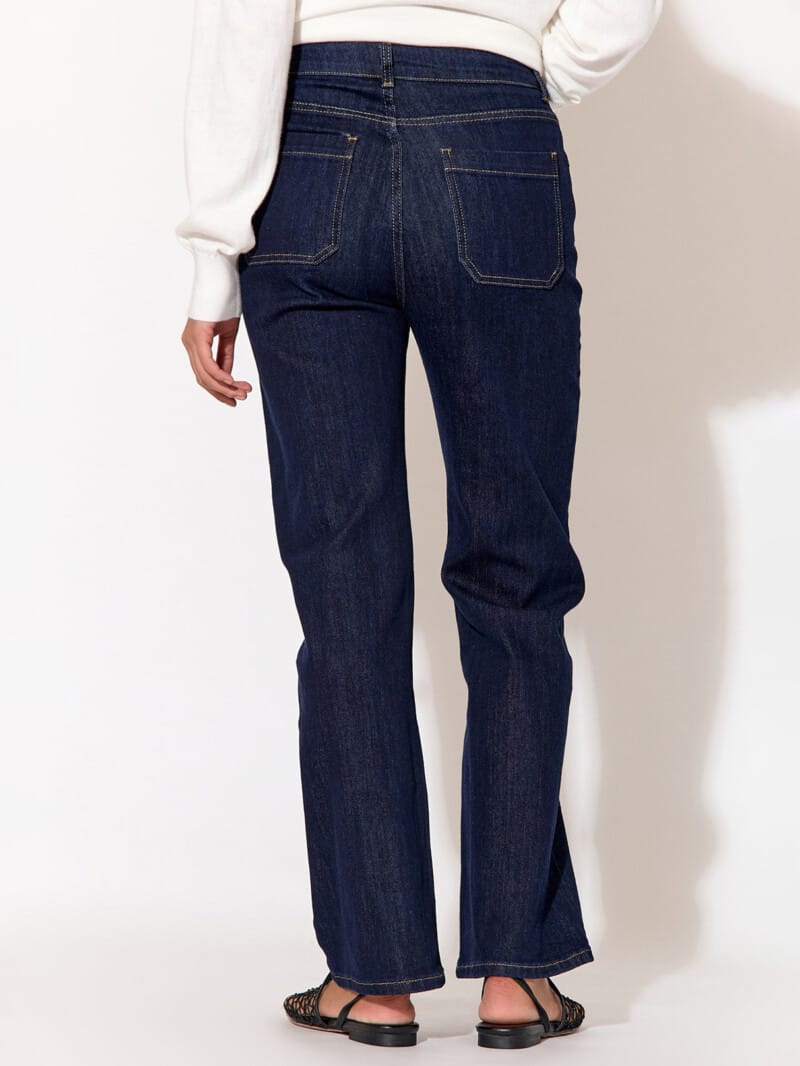 Straight Leg Jean Dark Denim adorne
