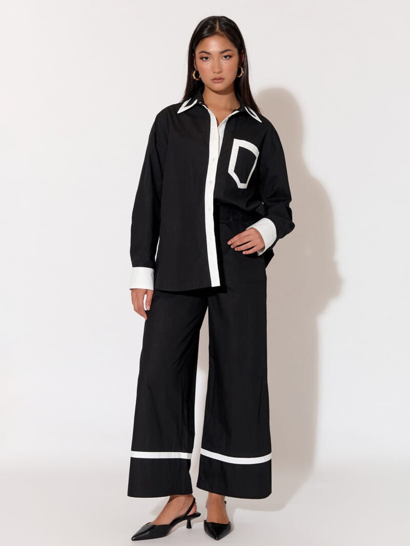 Contrast Poplin Shirt Black adorne