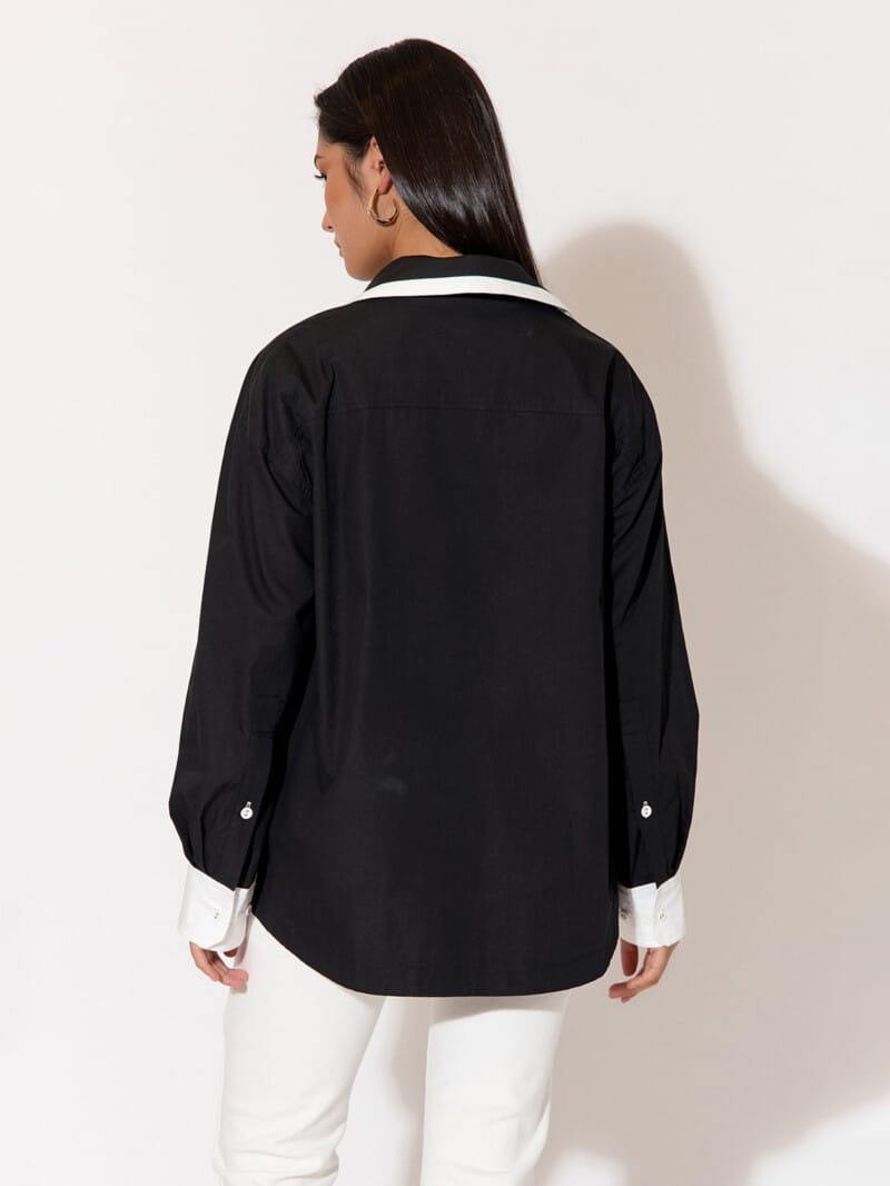 Contrast Poplin Shirt Black adorne
