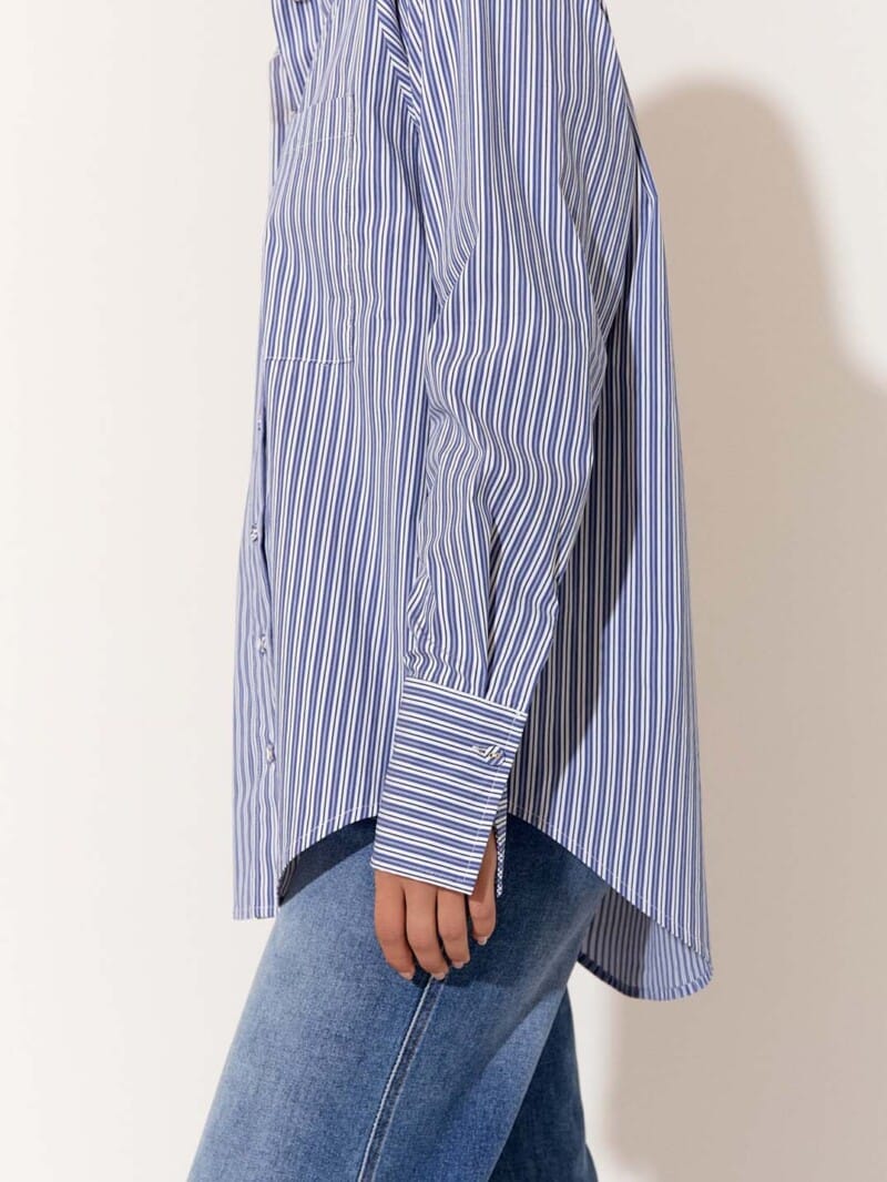 Poplin Long Sleeve Shirt Blue adorne