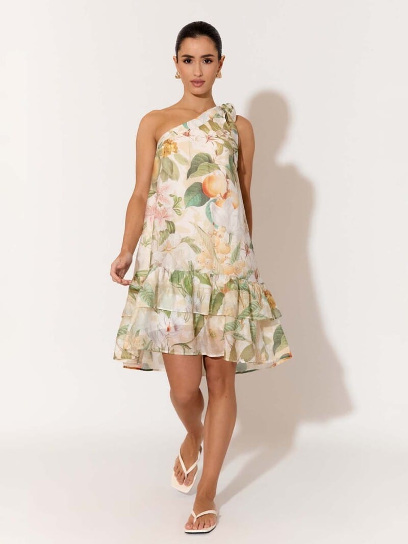 One Shoulder Dress White adorne