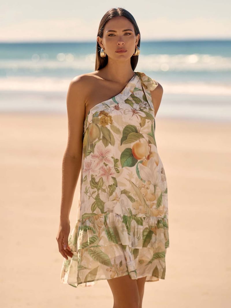 One Shoulder Dress White adorne