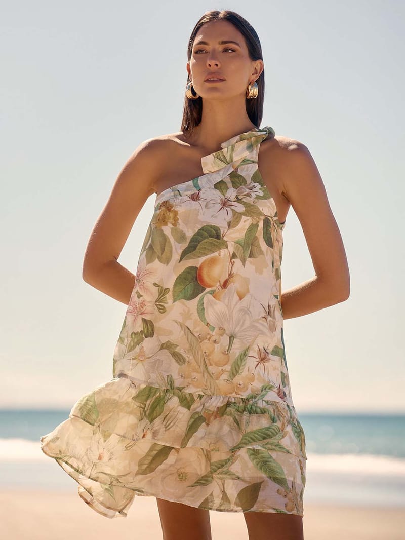 One Shoulder Dress White adorne