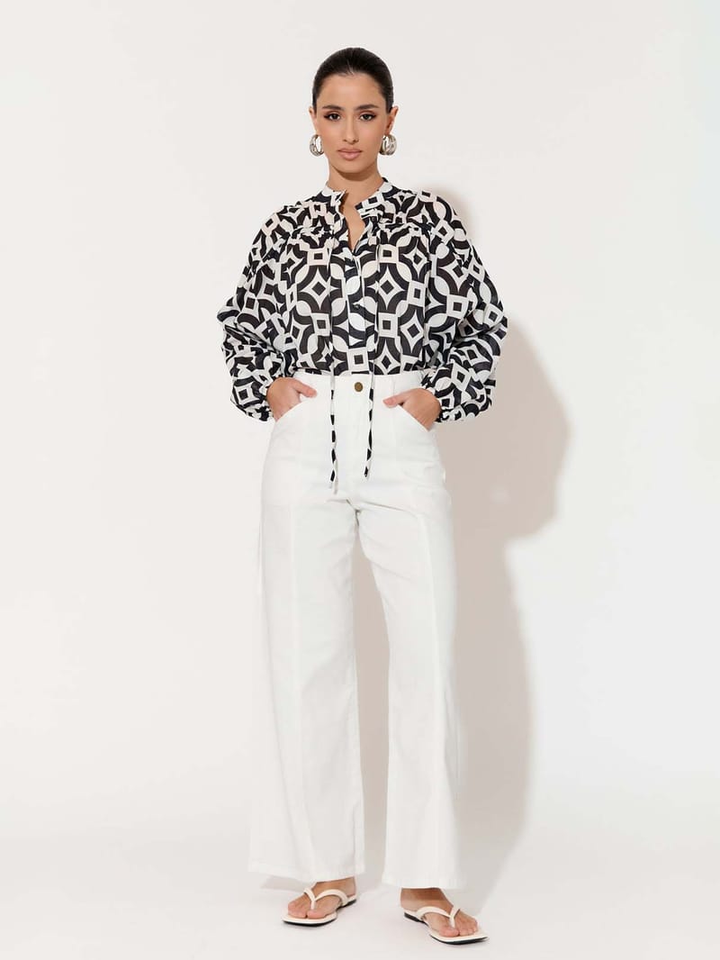 Stitch Detail Pant Cream adorne