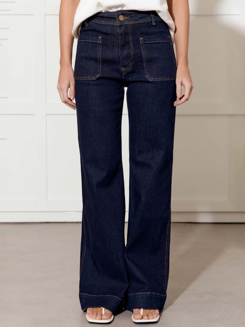 Patch Pocket Denim Jean Dark Denim adorne