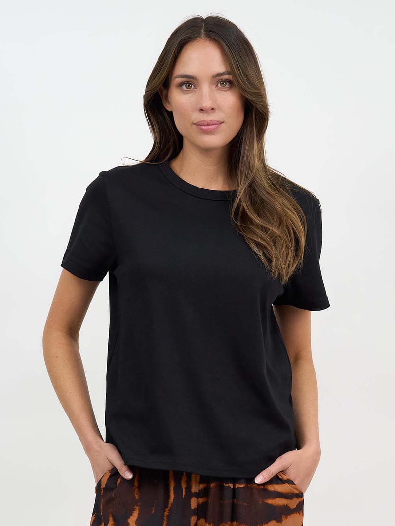 Cotton Jersey Tee Black Liberty Rose