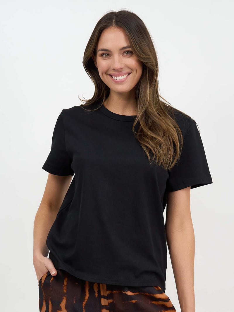 Cotton Jersey Tee Black Liberty Rose