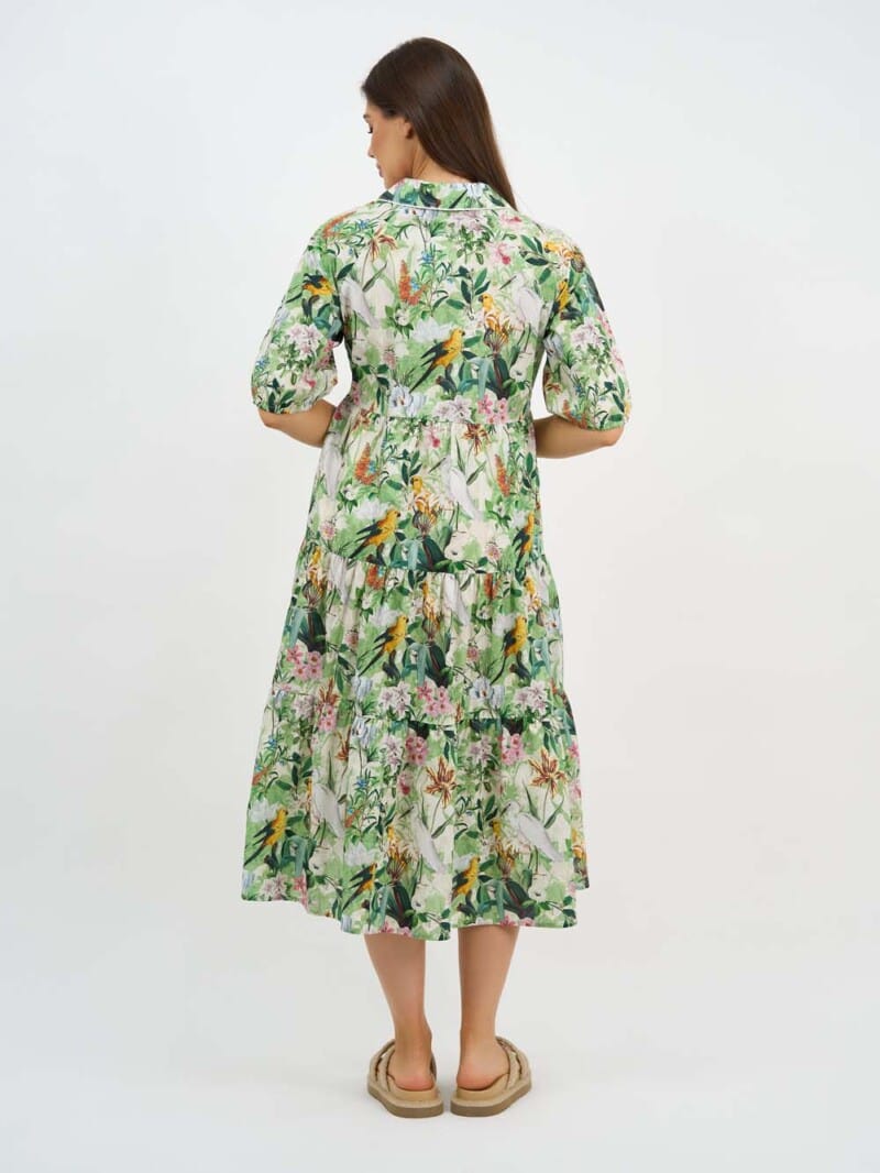 Trim Detail Tier Dress Green Liberty Rose