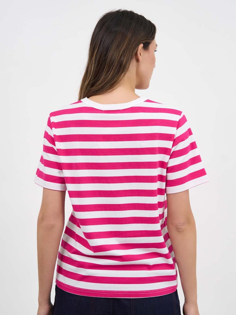 Cotton Jersey Stripe Tee Hot Pink Liberty Rose