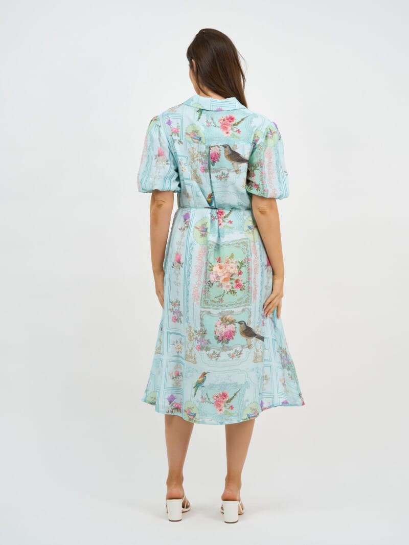 Puff Sleeve Shirt Dress Blue Liberty Rose