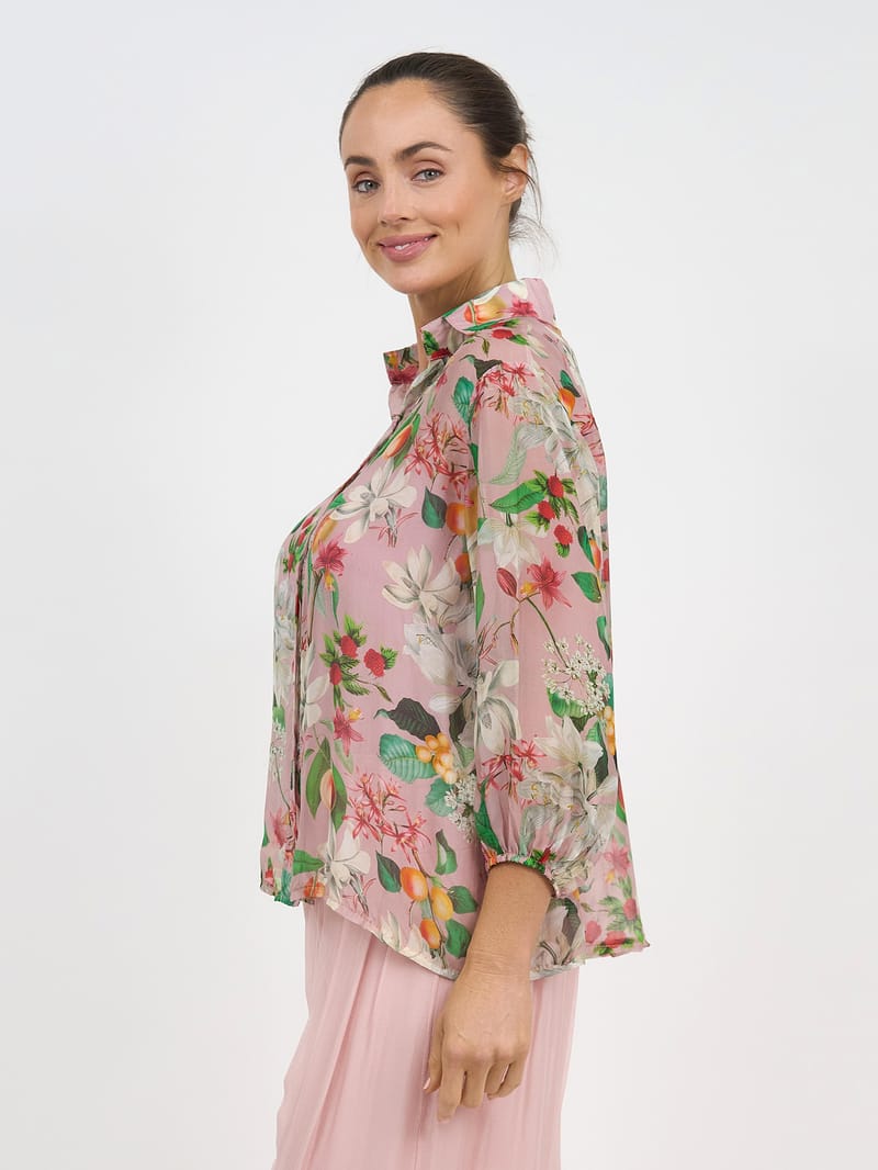 Silk Button Shirt Blush La Strada