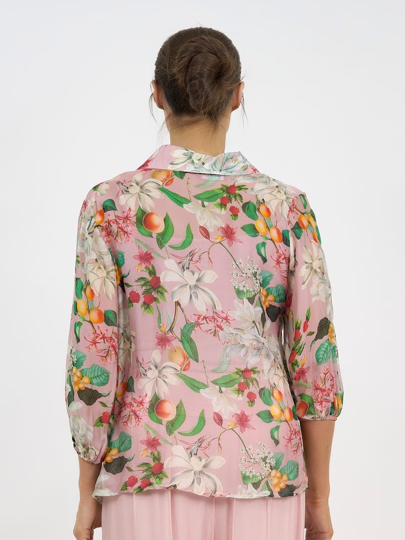 Silk Button Shirt Blush La Strada