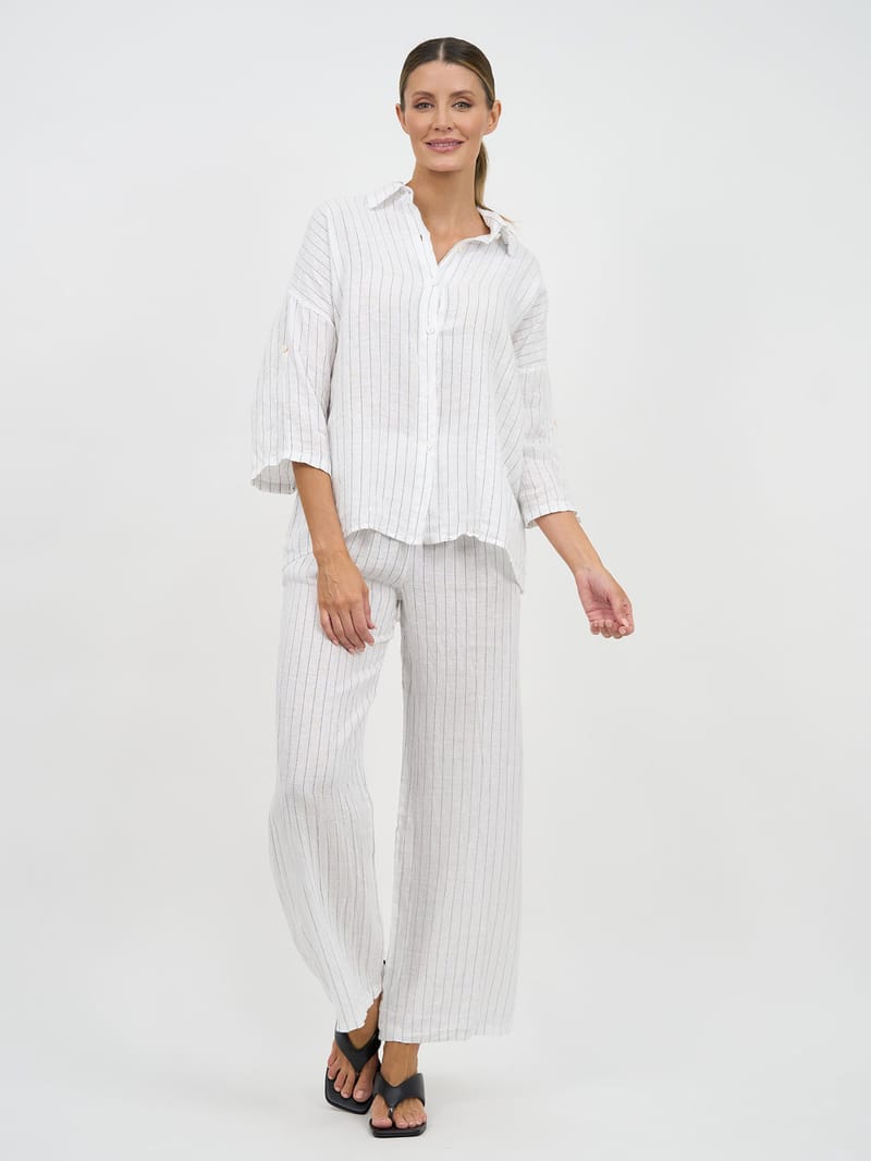 Relaxed Striped Shirt White La Strada