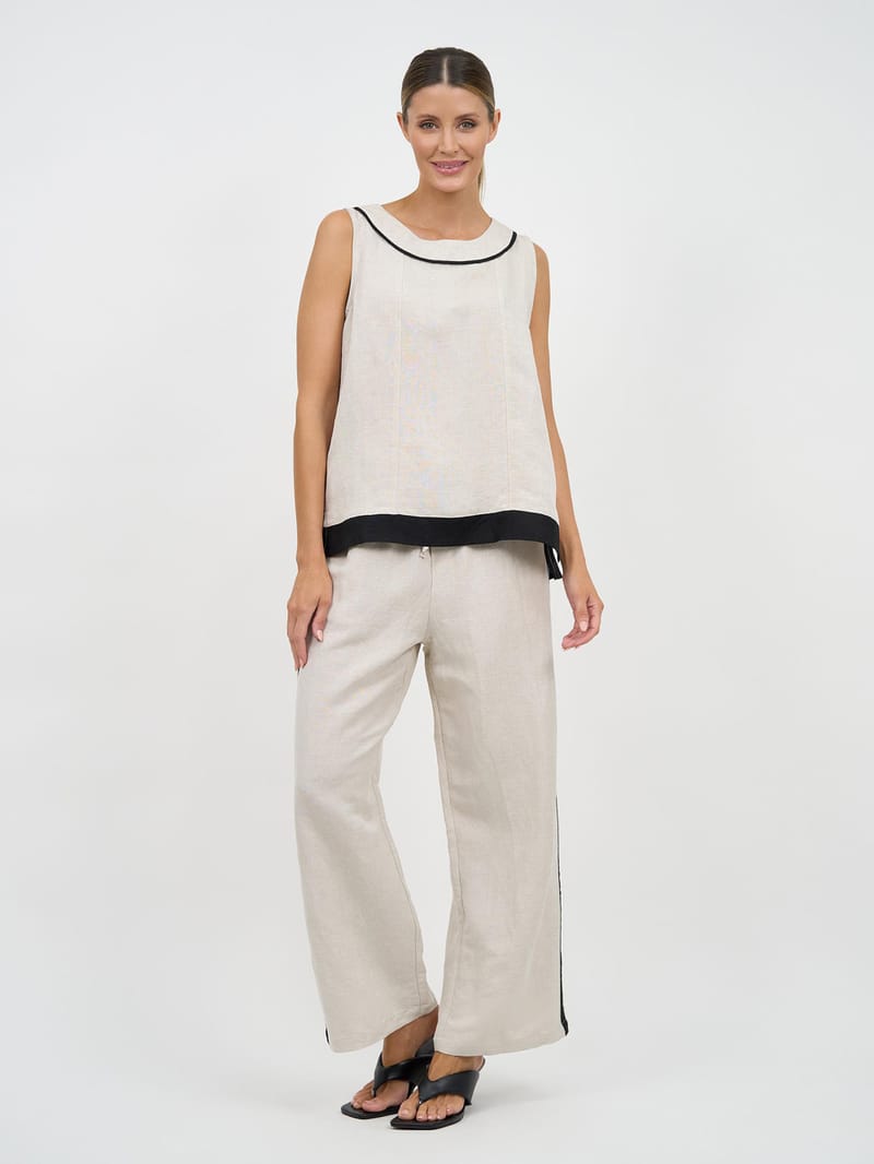 Contrast Detail Pant Beige Worthier