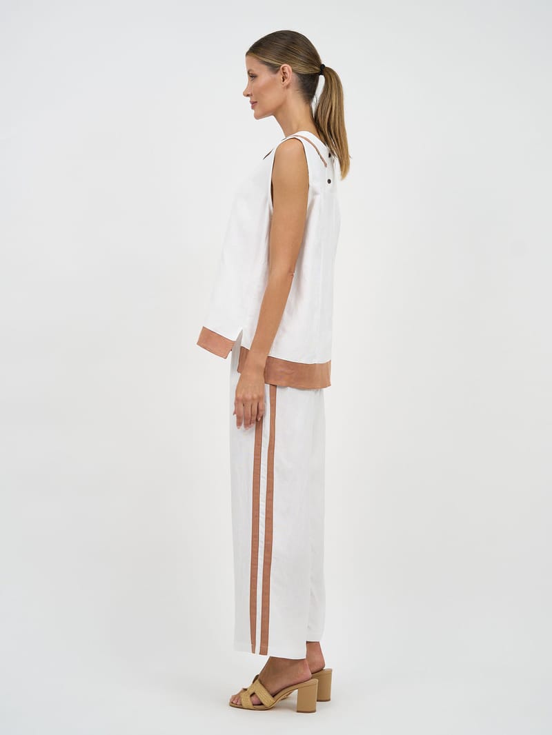 Contrast Detail Sleeveless Top White Worthier