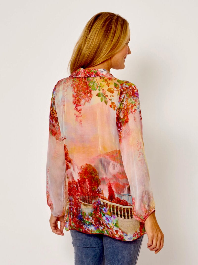 Silk Blend Button Shirt Red La Strada