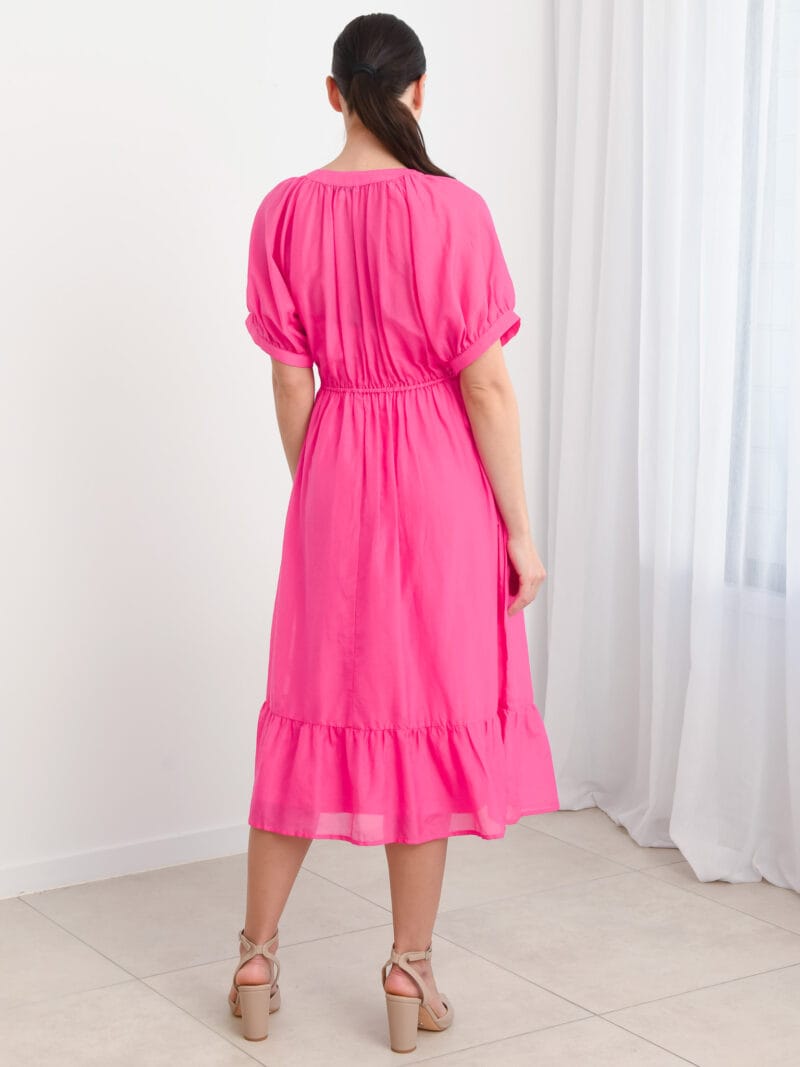 V-Neck Silk Dress Pink Liberty Rose