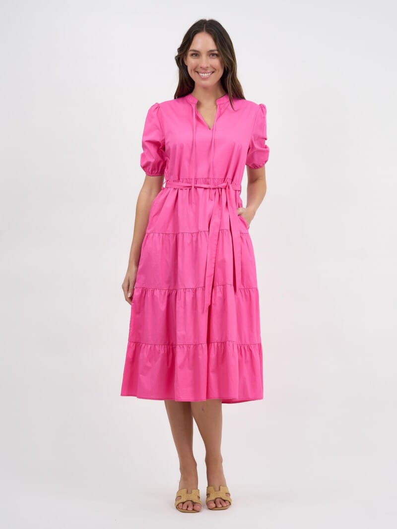 Cotton Tiered Dress Pink Liberty Rose