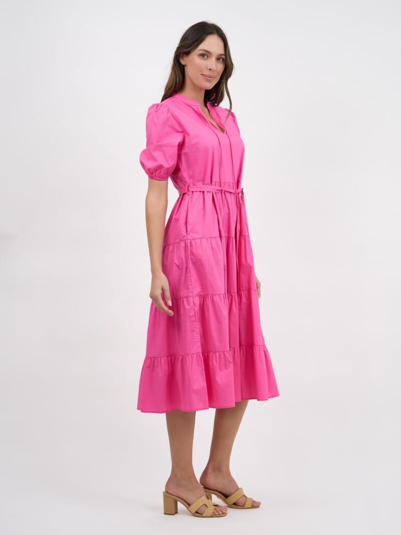 Cotton Tiered Dress Pink Liberty Rose