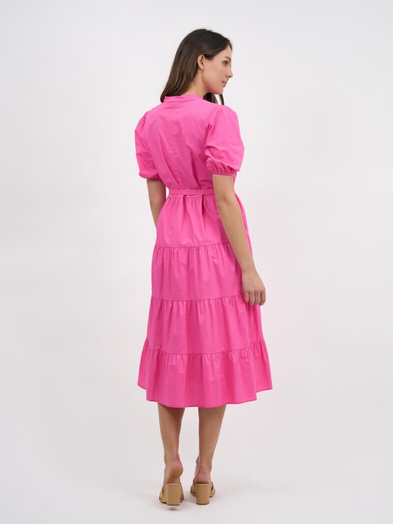 Cotton Tiered Dress Pink Liberty Rose