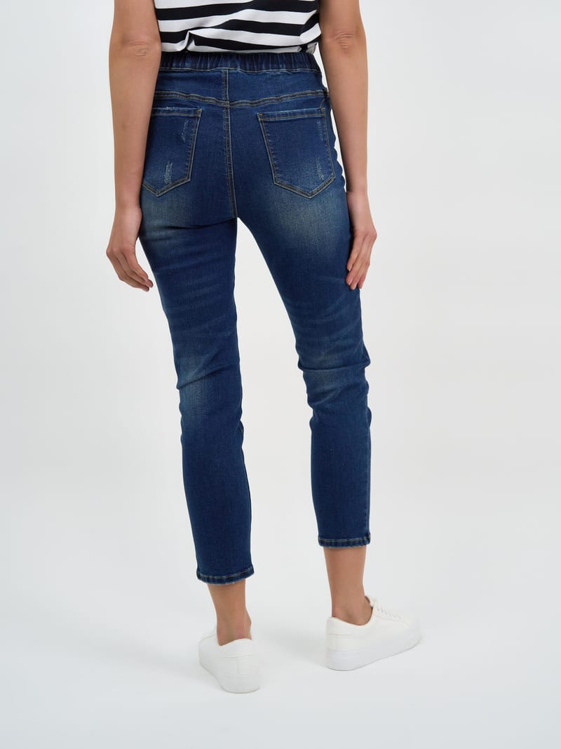 Distressed Pull On Jean Denim Threadz