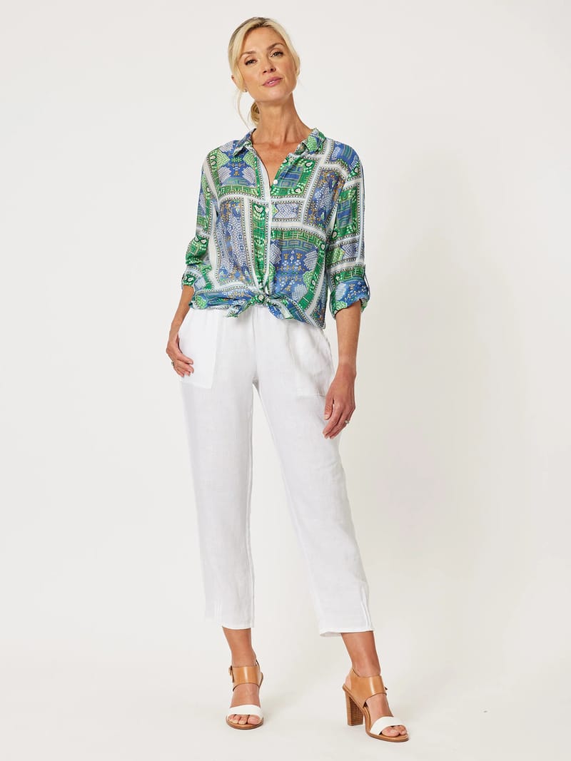 Jersey Waist Linen Pant White Gordon Smith