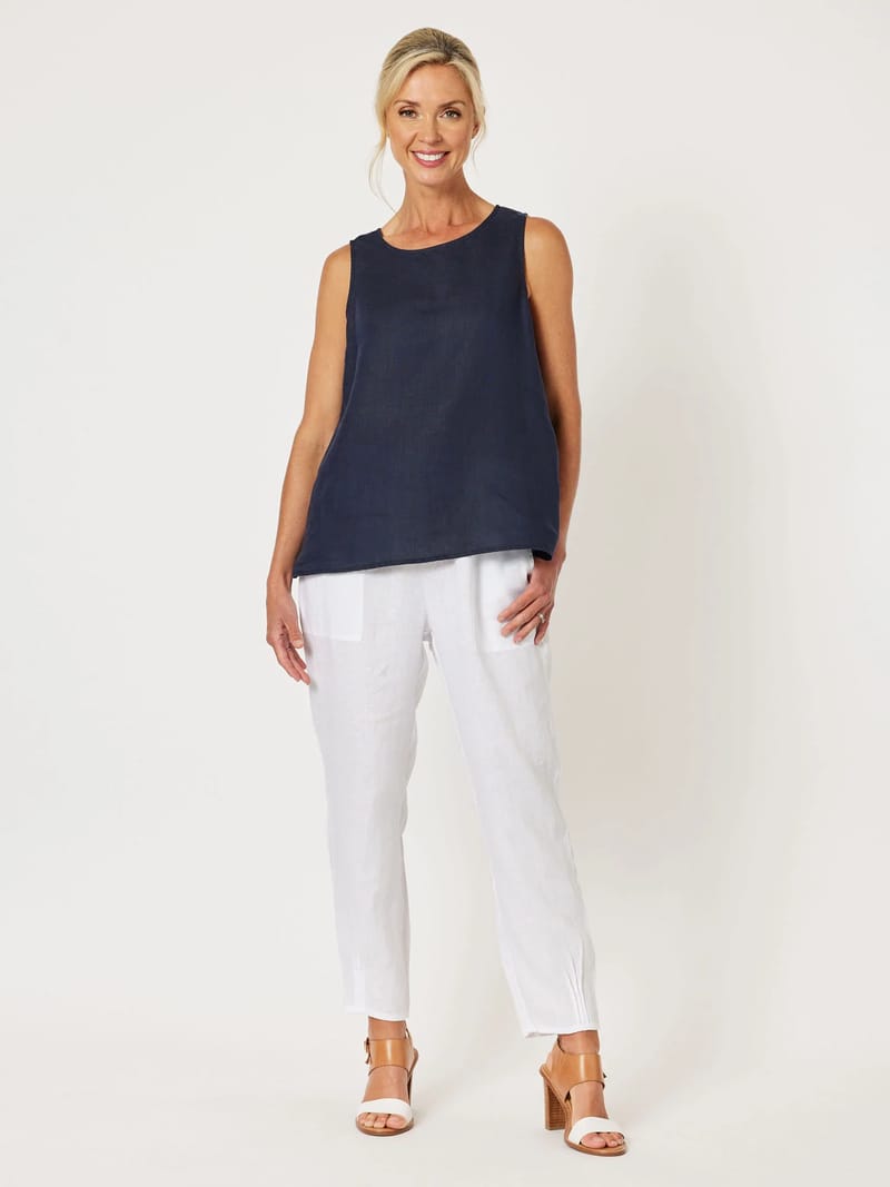 Jersey Waist Linen Pant White Gordon Smith